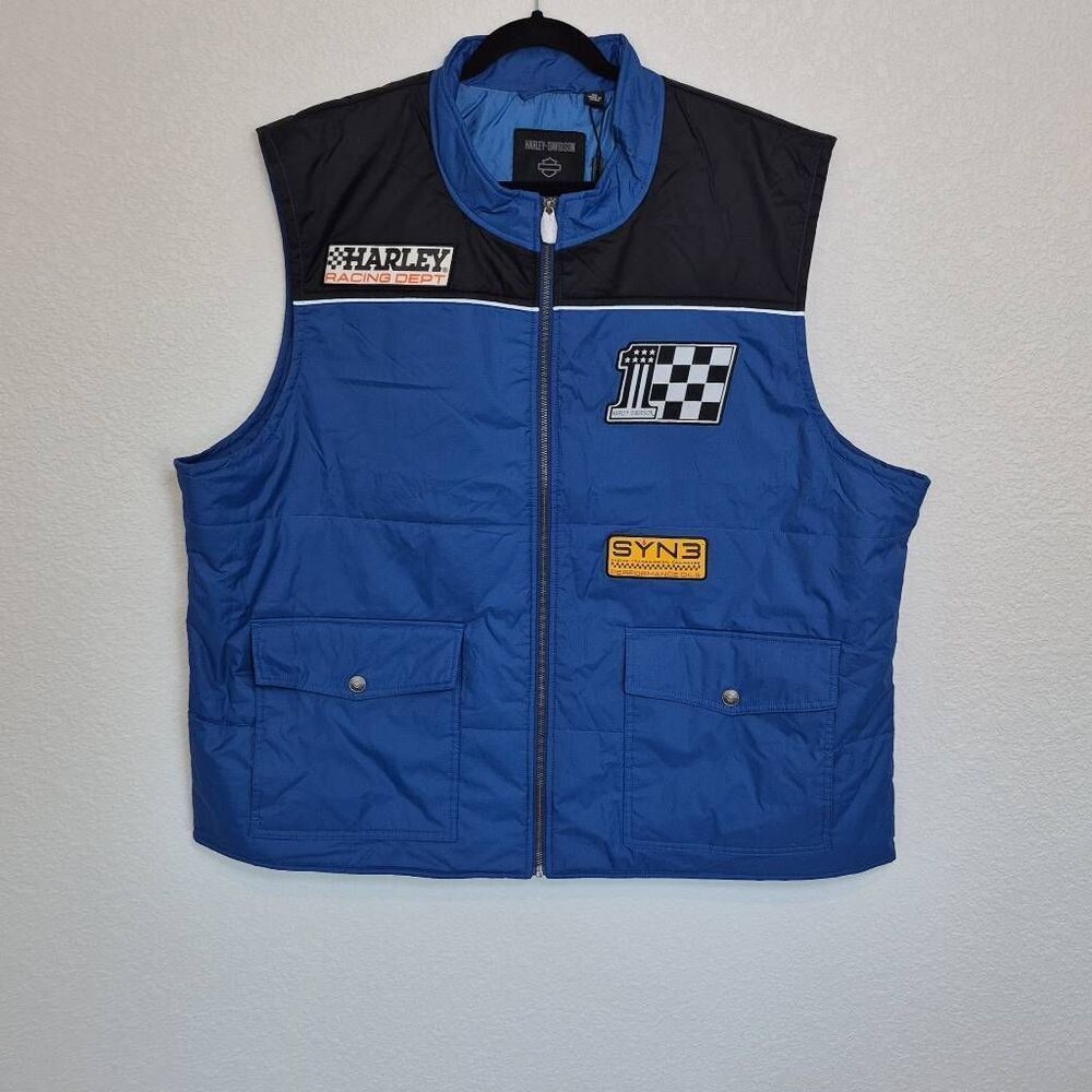 Harley-Davidson Men's Victory Zip Nylon Vest Blue Size 3X